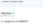 Il Tweet del dj Albertino per il compleanno del direttore di SassiLive Michele Capolupo: auguri e W Matera!