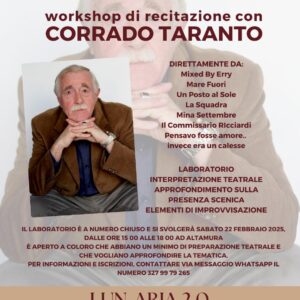 Workshop di recitazione con Corrado Taranto ad Altamura per rassegna "Lun-Aria 2.0"