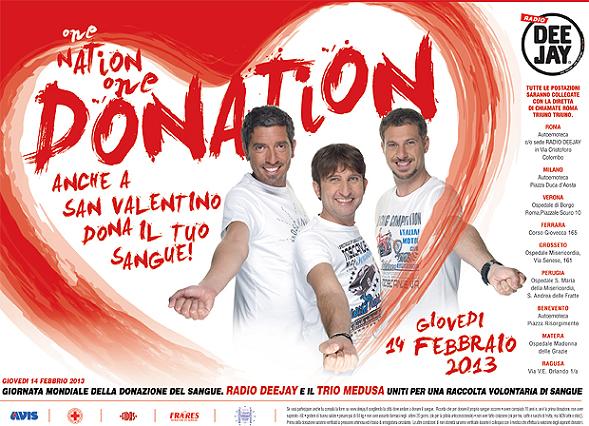 Matera partecipa a one nation one donation, la giornata nazionale della donazione del sangue promossa da Radio Deejay e dal Trio Medusa: anche a San Valentino dona il tuo sangue!