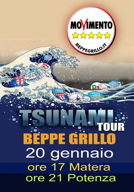 Tnunami Tour Di Beppe Grillo A Matera Comizio Del Movimento 5 Stelle Domenica 20 Gennaio Ore 17 8494